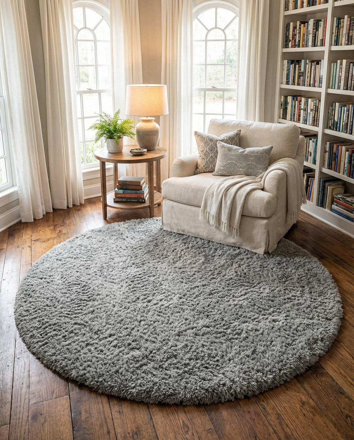 Eternal Plush Oasis Collection Area Rug -  Tranquility (Ash) Round Ash  lifestyle 32