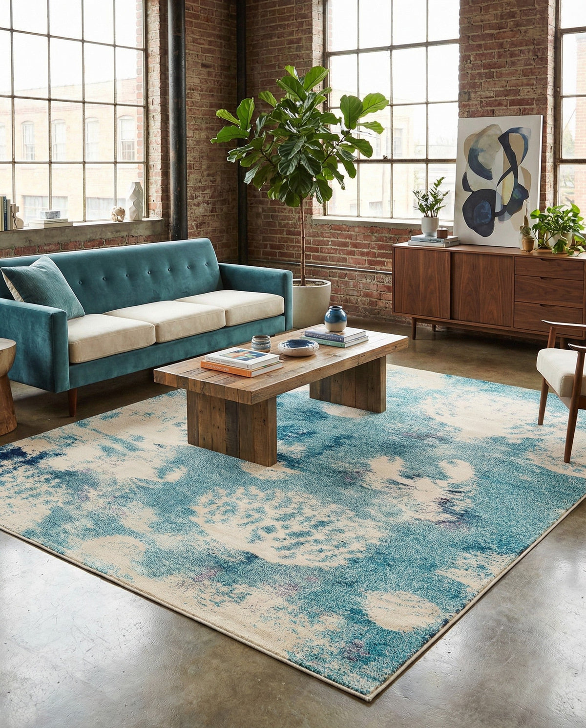 Sorrento Shores Collection Area Rug -  Vico Square Light Blue  lifestyle 151