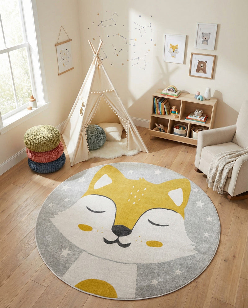 Wonder Tykes Collection Area Rug -  Lively Round Gray  lifestyle 11