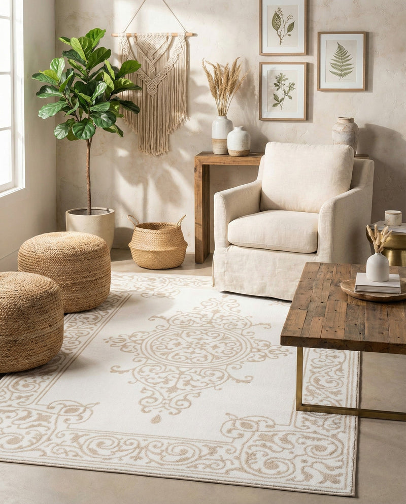 Sanctuary Retreat Collection Area Rug - Haven Rectangle Snow White  lifestyle 34
