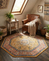 Seville Stripes Collection Area Rug - Cadiz (Yellow) Octagon Yellow  lifestyle 57