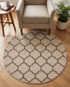 Lattice Gardens Collection Area Rug -  Bloomfield (Beige and Light Brown) Round Beige and Light Brown  lifestyle 78