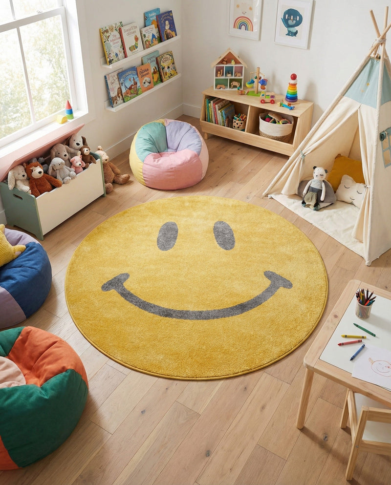 Wonder Tykes Collection Area Rug -  Zest Round Yellow  lifestyle 4