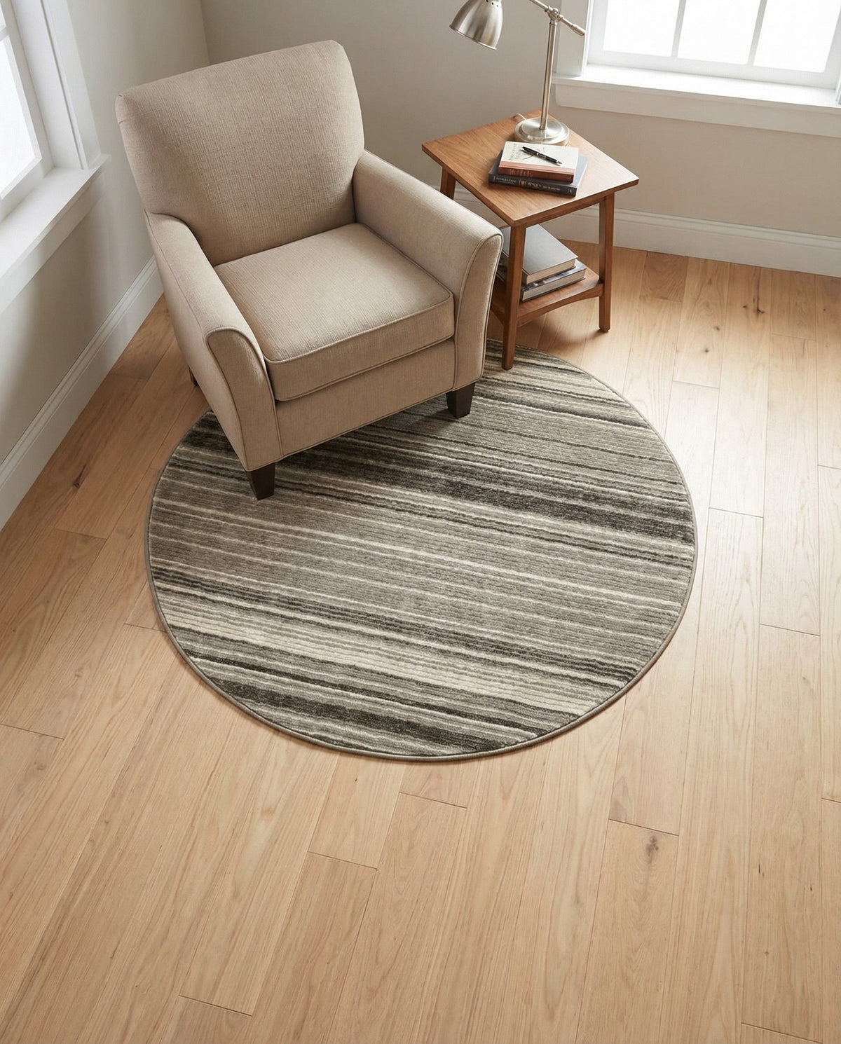 Jewel Oasis Collection Area Rug - Sapphire (Gray) Round Gray  lifestyle 86