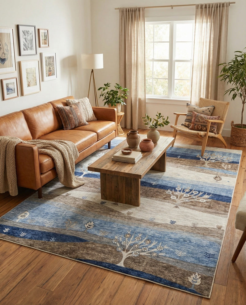 Zagros Shades Collection Area Rug -  Behbahan Rectangle Blue Gray  lifestyle 4
