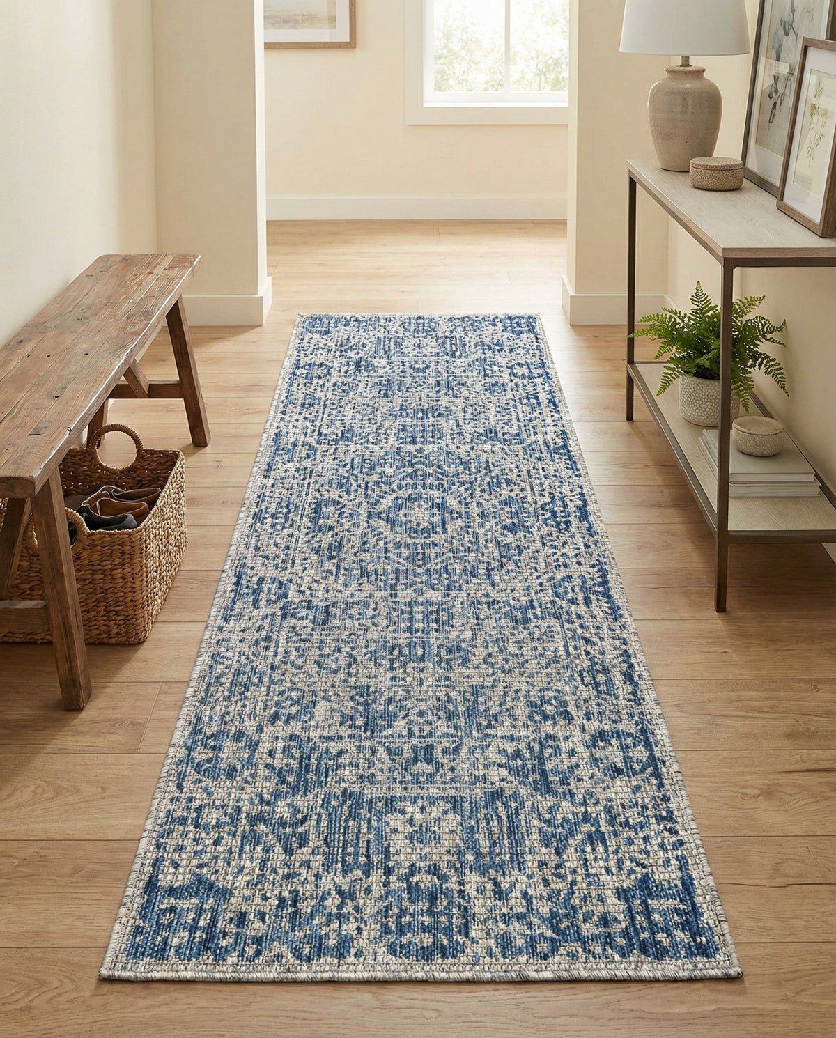 Patio Heritage Collection Area Rug - Savannah (Blue) Runner Blue  lifestyle 101