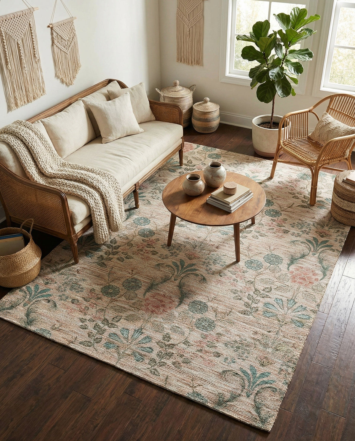 Savannah Threads Collection Area Rug -  Mendocino Rectangle Ivory  lifestyle 17
