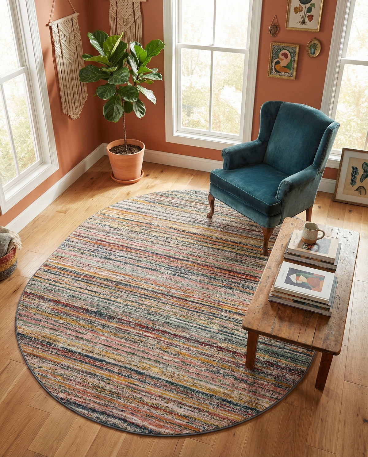 Jewel Oasis Collection Area Rug - Sapphire (Multi) Oval Multi  lifestyle 61