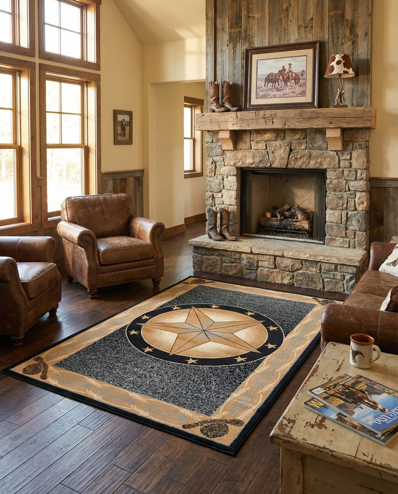 Frontier Trails Collection Area Rug - Redwood Rectangle Blue  lifestyle 31