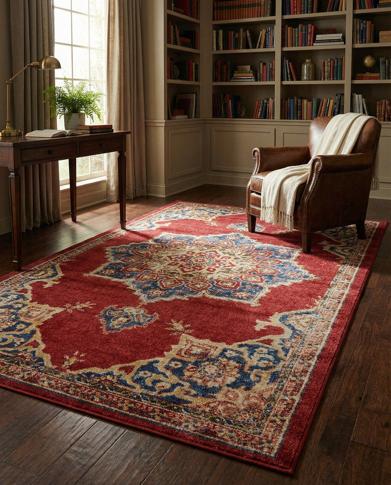 Eden Oasis Collection Area Rug -  Tranquility (Burgundy) Rectangle Burgundy  lifestyle 15