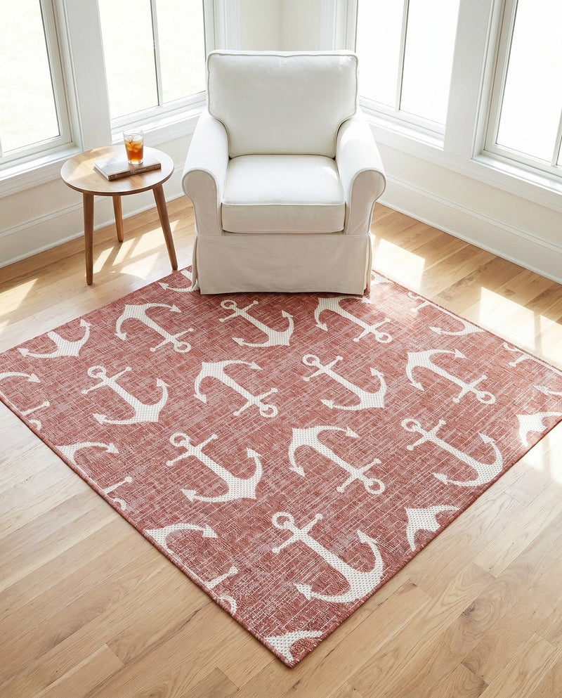 Seaside Haven Rugs Collection Area Rug - Sapphire (Rust Red) Square Rust Red  lifestyle 77
