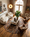 Havana Hide Patchwork Collection Area Rug - Cienfuegos Round Black and Brown  lifestyle 5