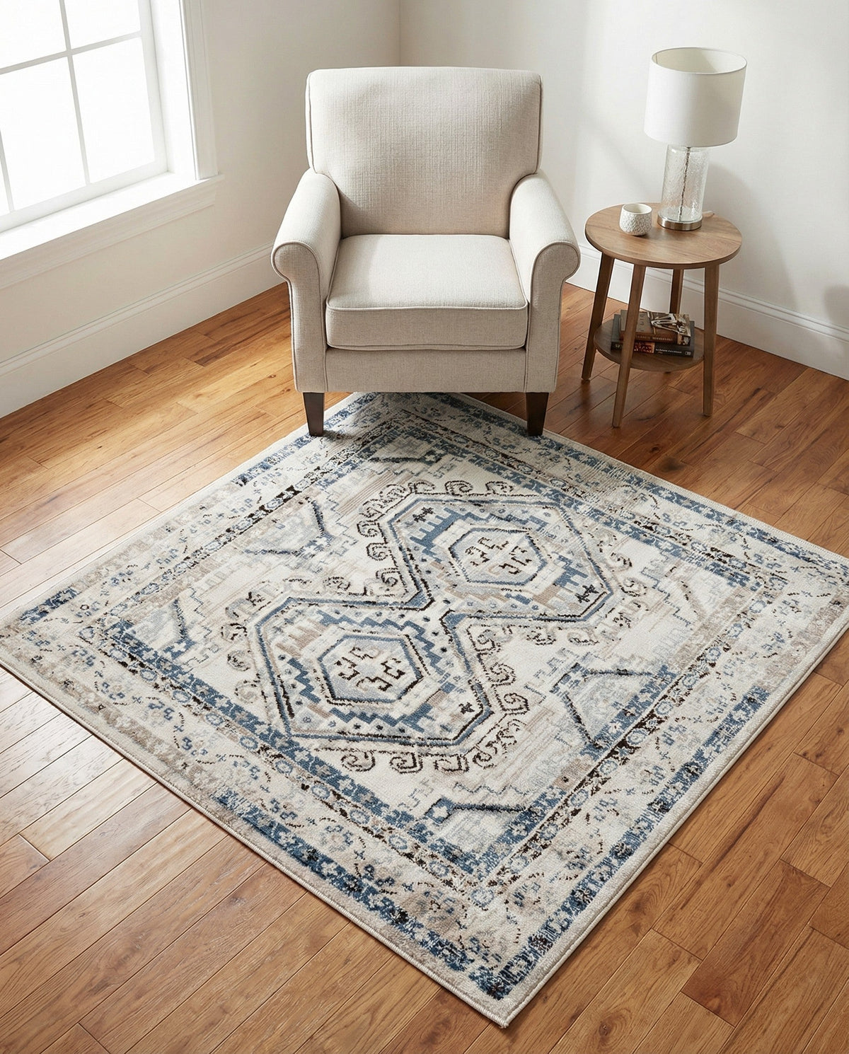 Savannah Elegance Collection Area Rug -  Tybee (Gray Blue) Square Gray Blue  lifestyle 86