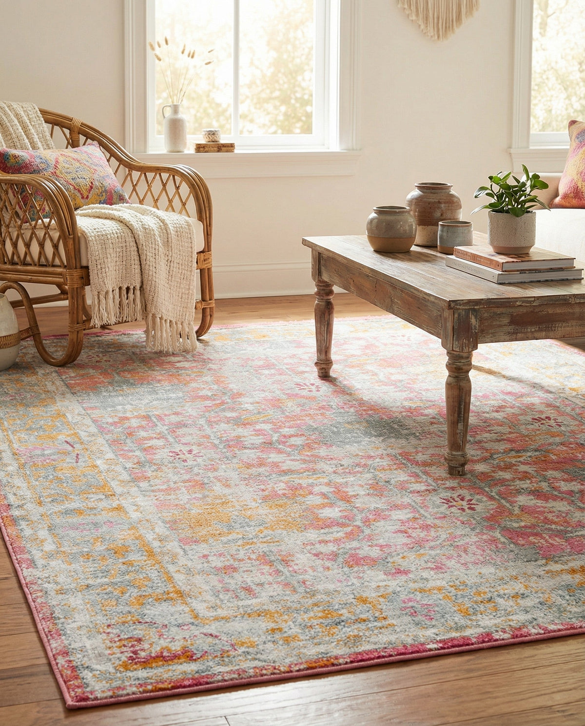 Arcadia Rugs Collection Area Rug -  Olympus Square Pink  lifestyle 81