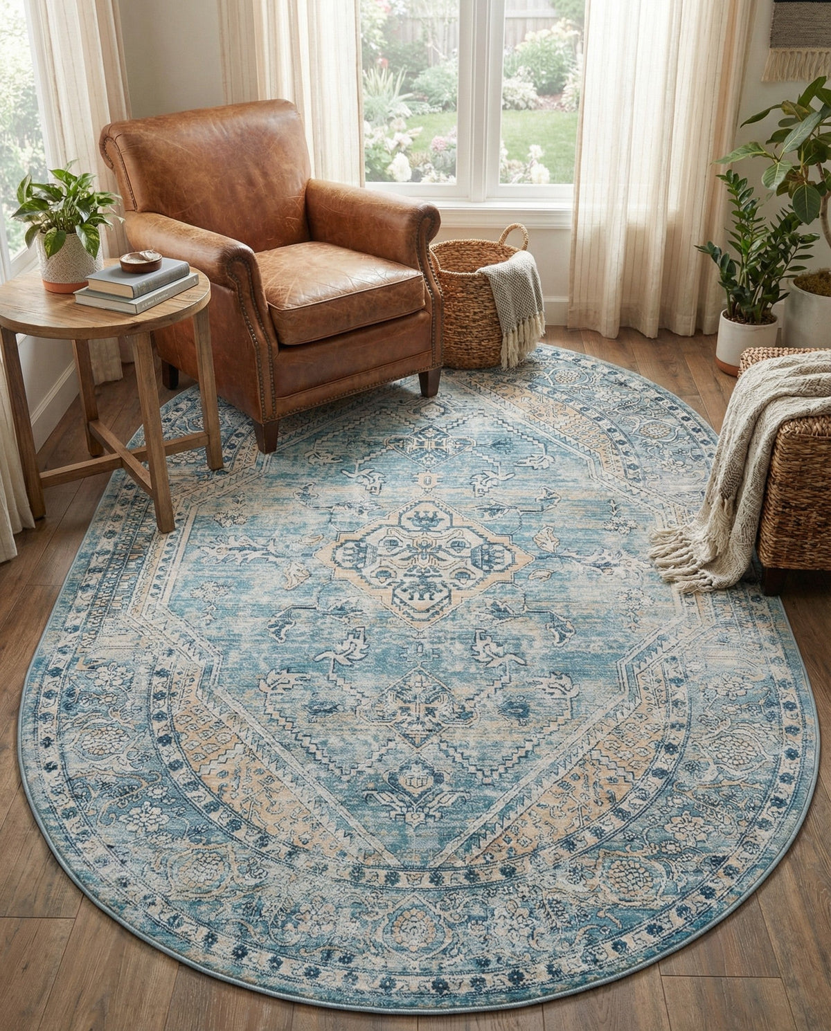 Coastal Haven Collection Area Rug -  Marina Oval Blue  lifestyle 198