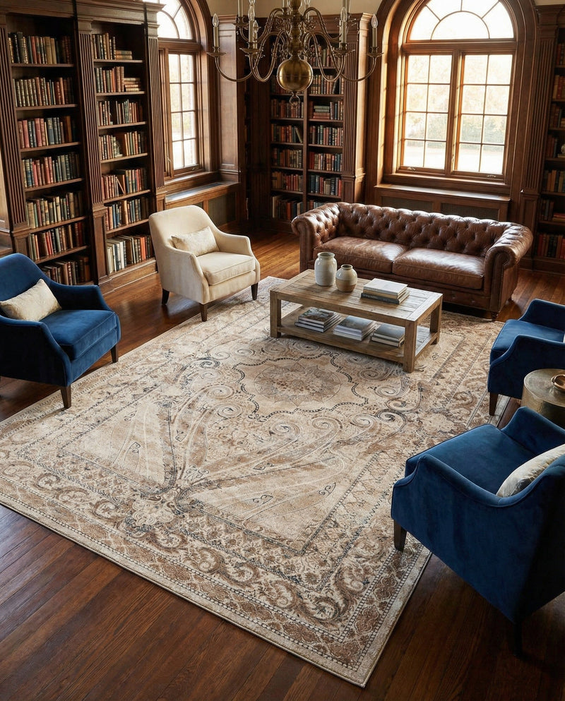 Coastal Manor Collection Area Rug -  Seagrove Rectangle Beige  lifestyle 21