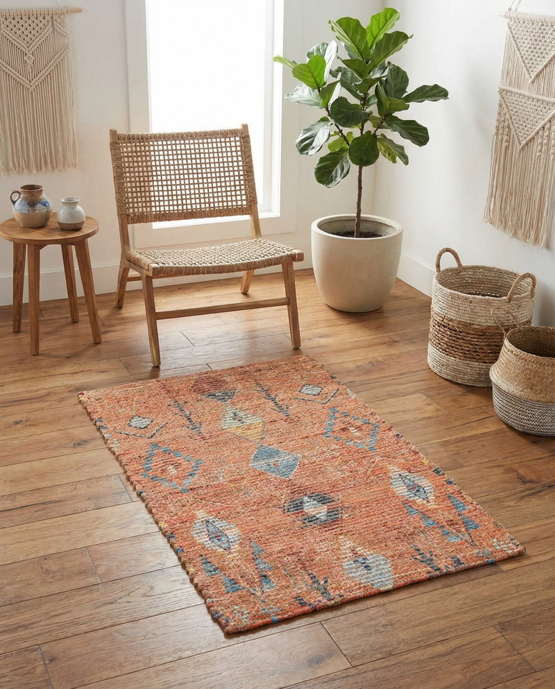 Savannah Threads Collection Area Rug -  Namib Rectangle Rust Red  lifestyle 4