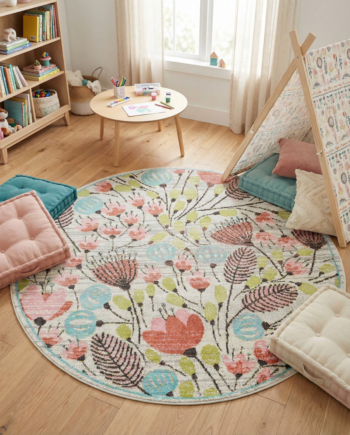 Wonder Tykes Collection Area Rug -  Fantasy Round Ivory  lifestyle 129