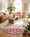 Mediterranean Lattice Collection Area Rug -  Casablanca (Ivory Multi) Round Ivory Multi  lifestyle 33