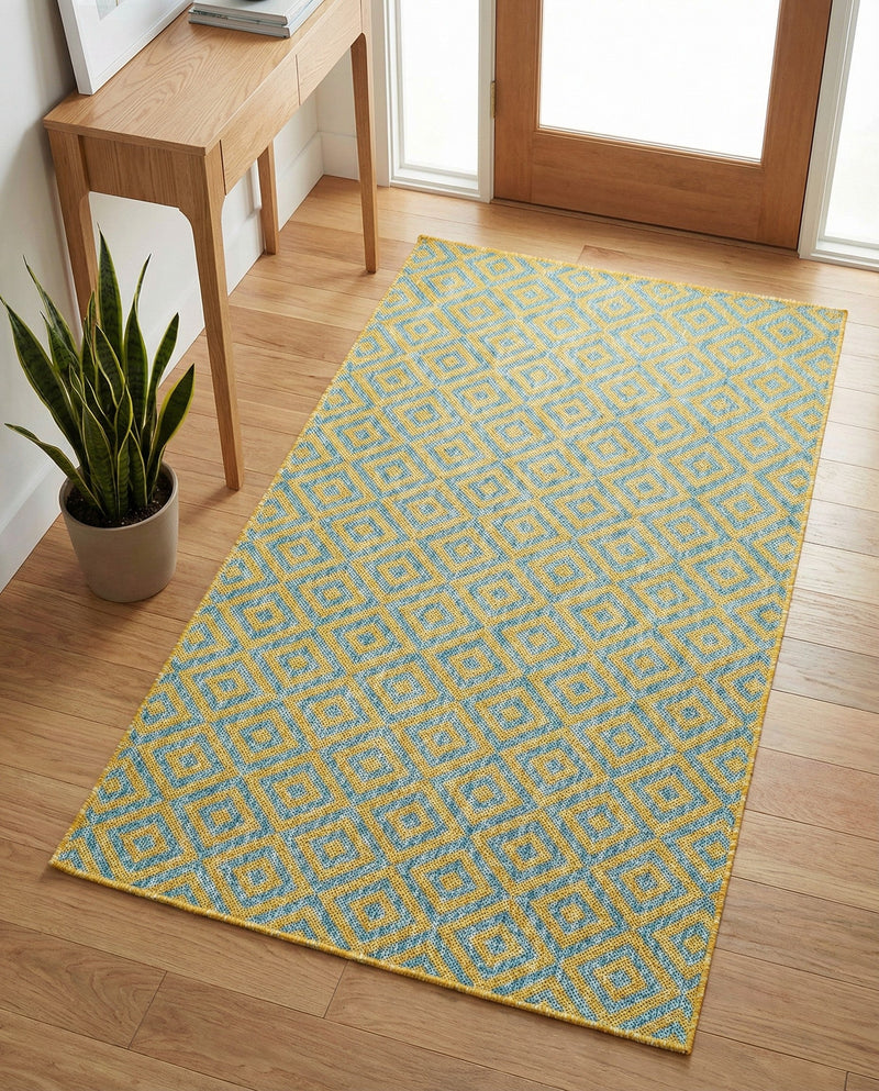 Urban Oasis Rugs Collection Area Rug -  Rooftop (Yellow and Aqua) Rectangle Yellow and Aqua  lifestyle 23