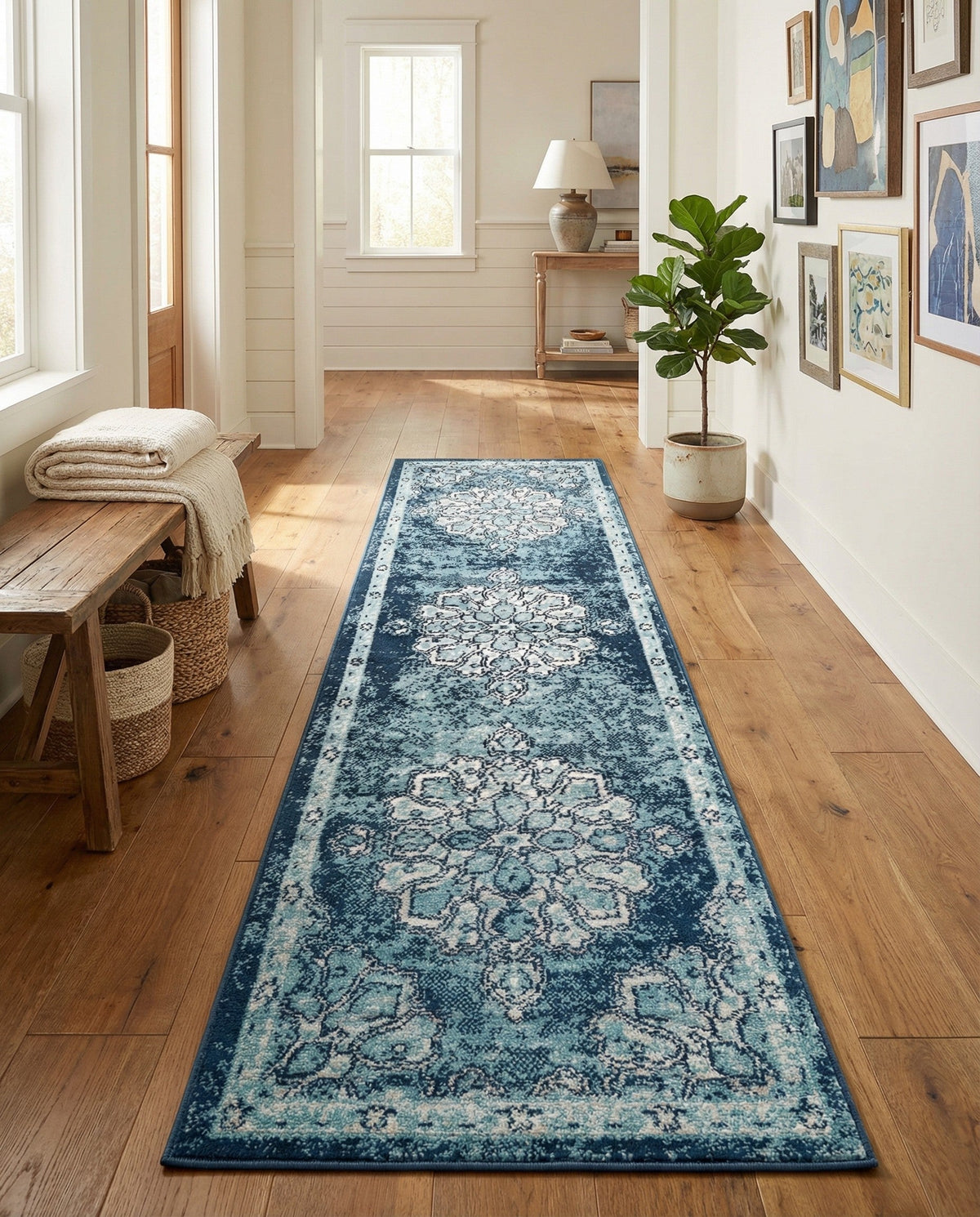 Beverly Grove Collection Area Rug - Melrose (Navy Blue) Runner Navy Blue  lifestyle 82