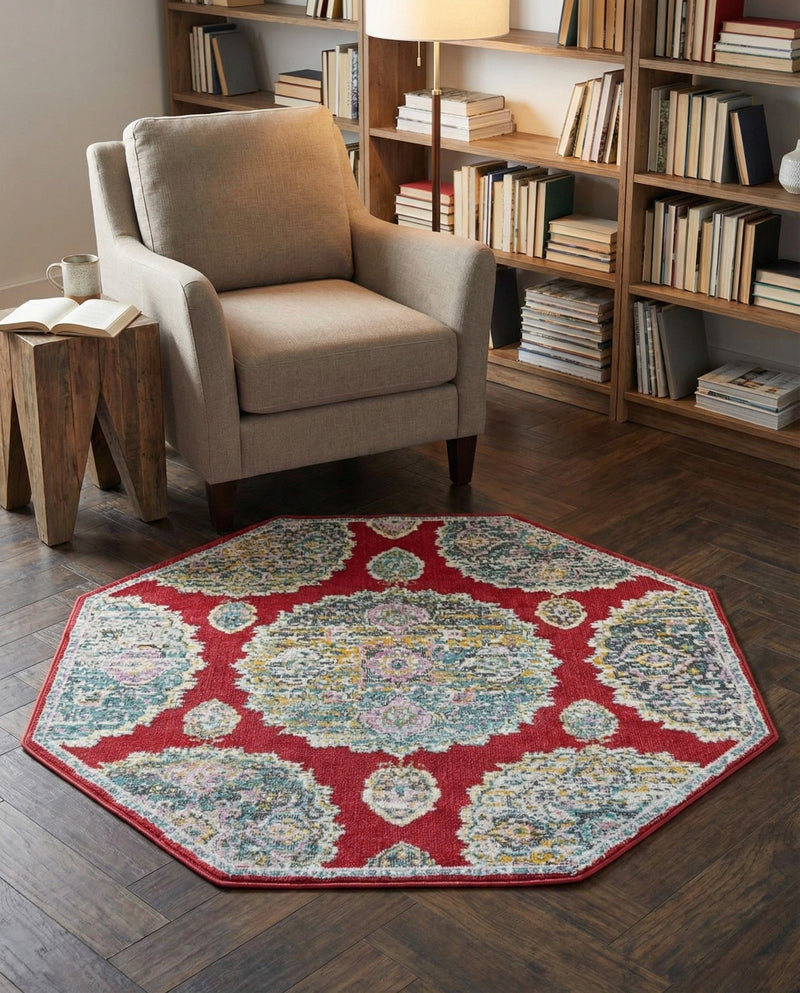 Arcadia Rugs Collection Area Rug -  Atlantis (Red) Octagon Red  lifestyle 29