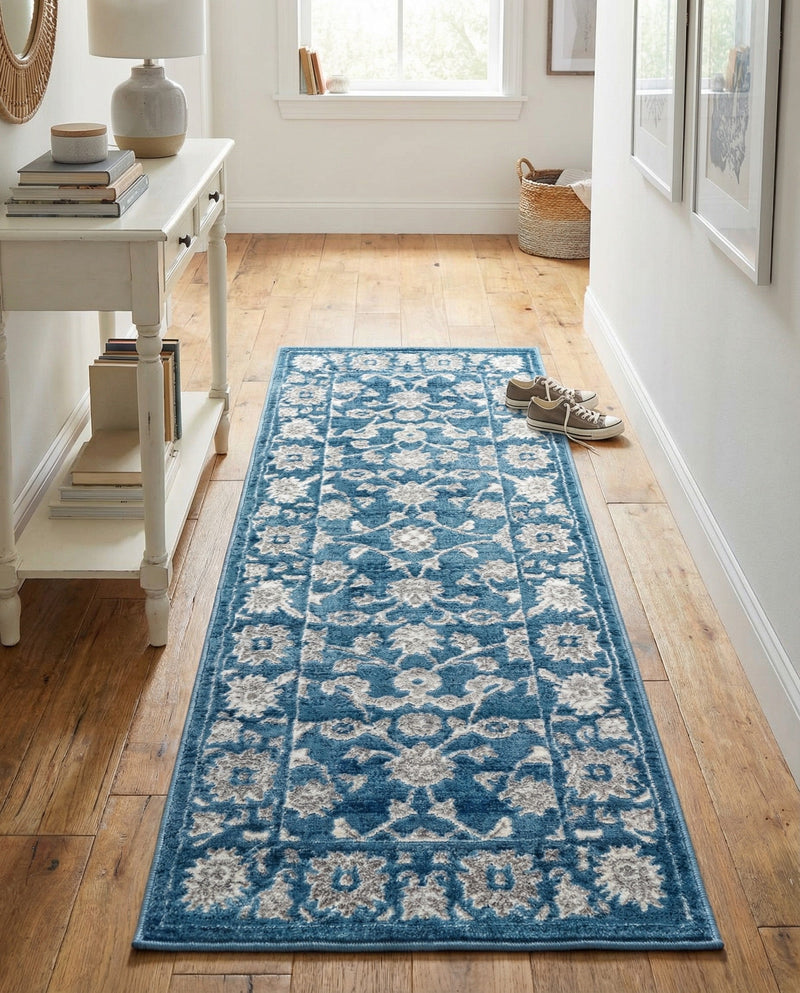 Charleston Elegance Collection Area Rug -  Seaport (Blue) Runner Blue  lifestyle 45