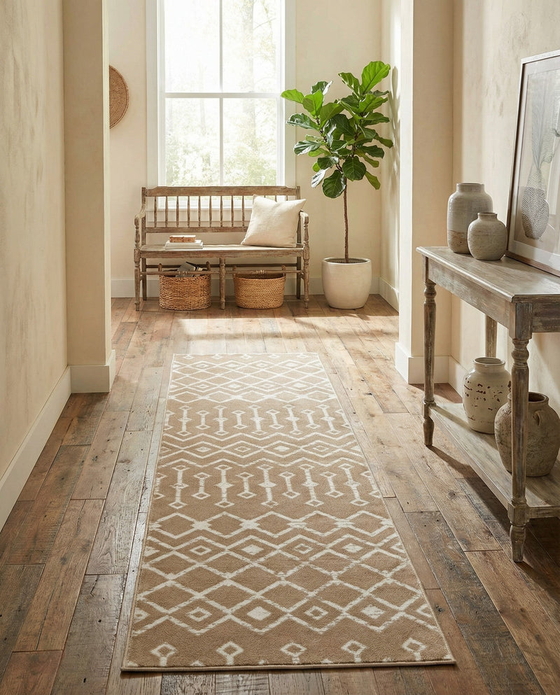 Marrakech Lattice Collection Area Rug - Medina (Beige) Runner Beige  lifestyle 31