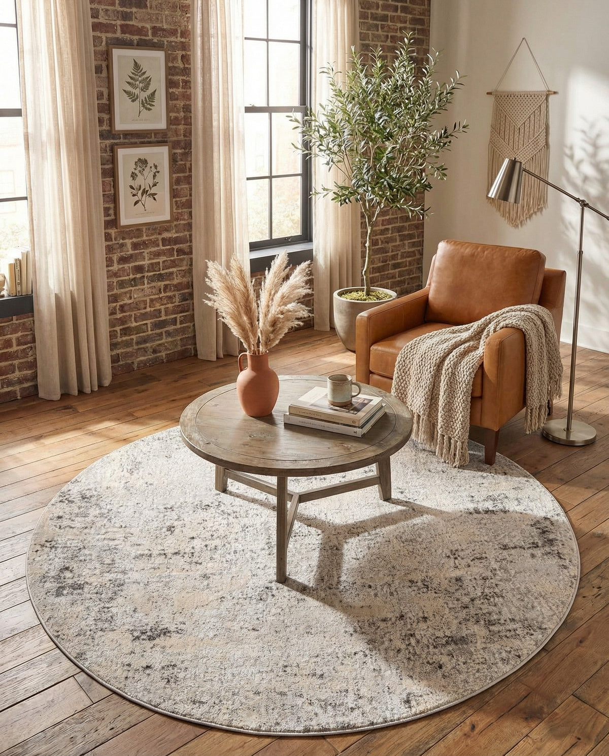Aegean Elegance Collection Area Rug -  Paros Round Gray  lifestyle 81