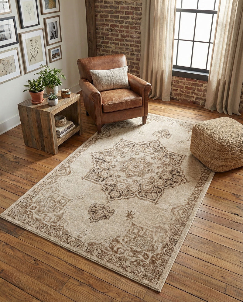 Eden Oasis Collection Area Rug -  Tranquility (Beige) Rectangle Beige  lifestyle 8