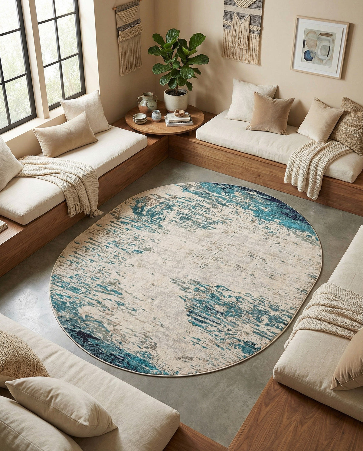 Colorburst Oasis Collection Area Rug -  Tropic Oval Blue  lifestyle 70