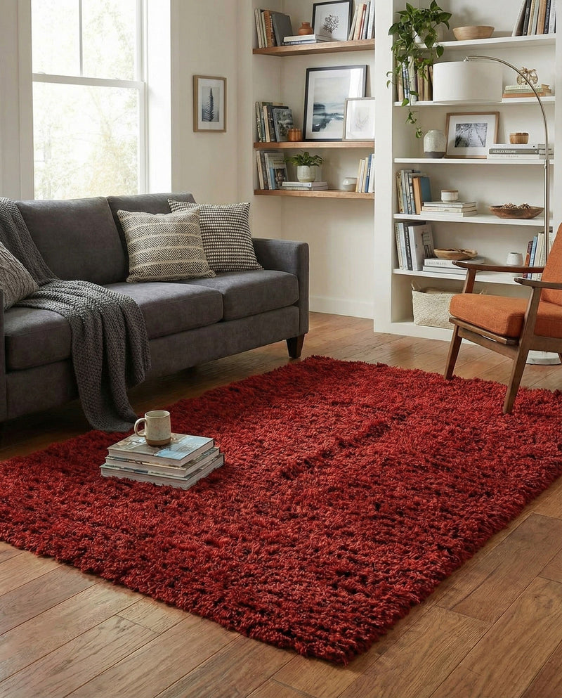 Eternal Plush Oasis Collection Area Rug -  Tranquility (Merlot) Rectangle Merlot  lifestyle 30