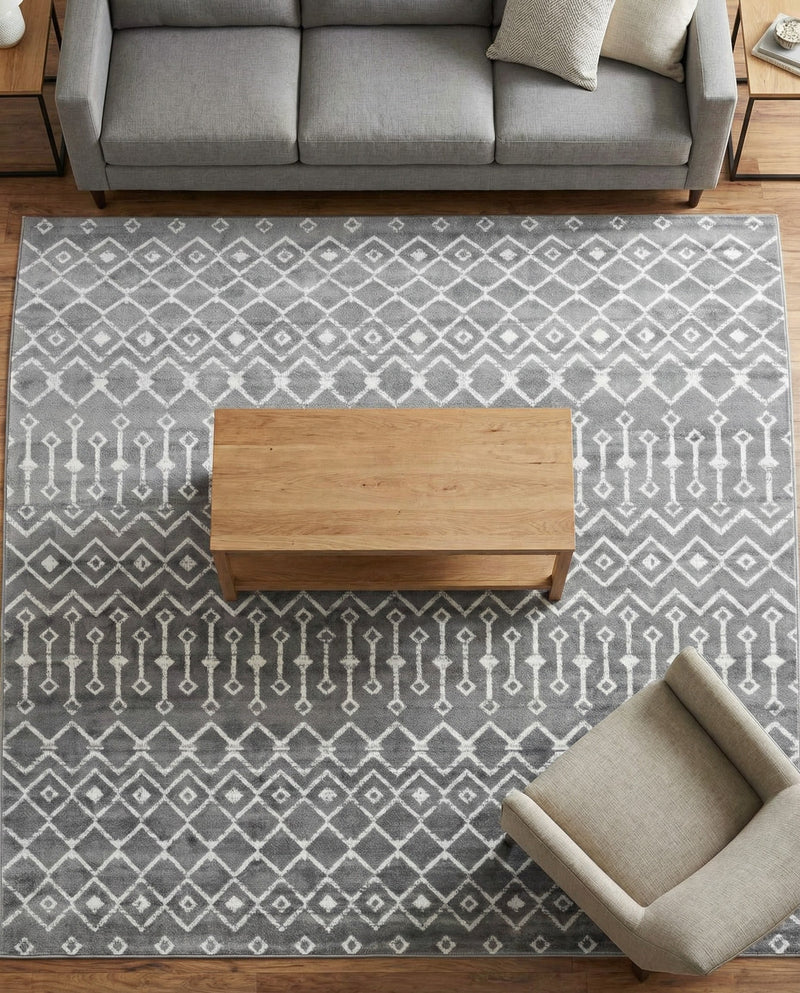Marrakech Lattice Collection Area Rug - Medina (Gray) Square Gray  lifestyle 24