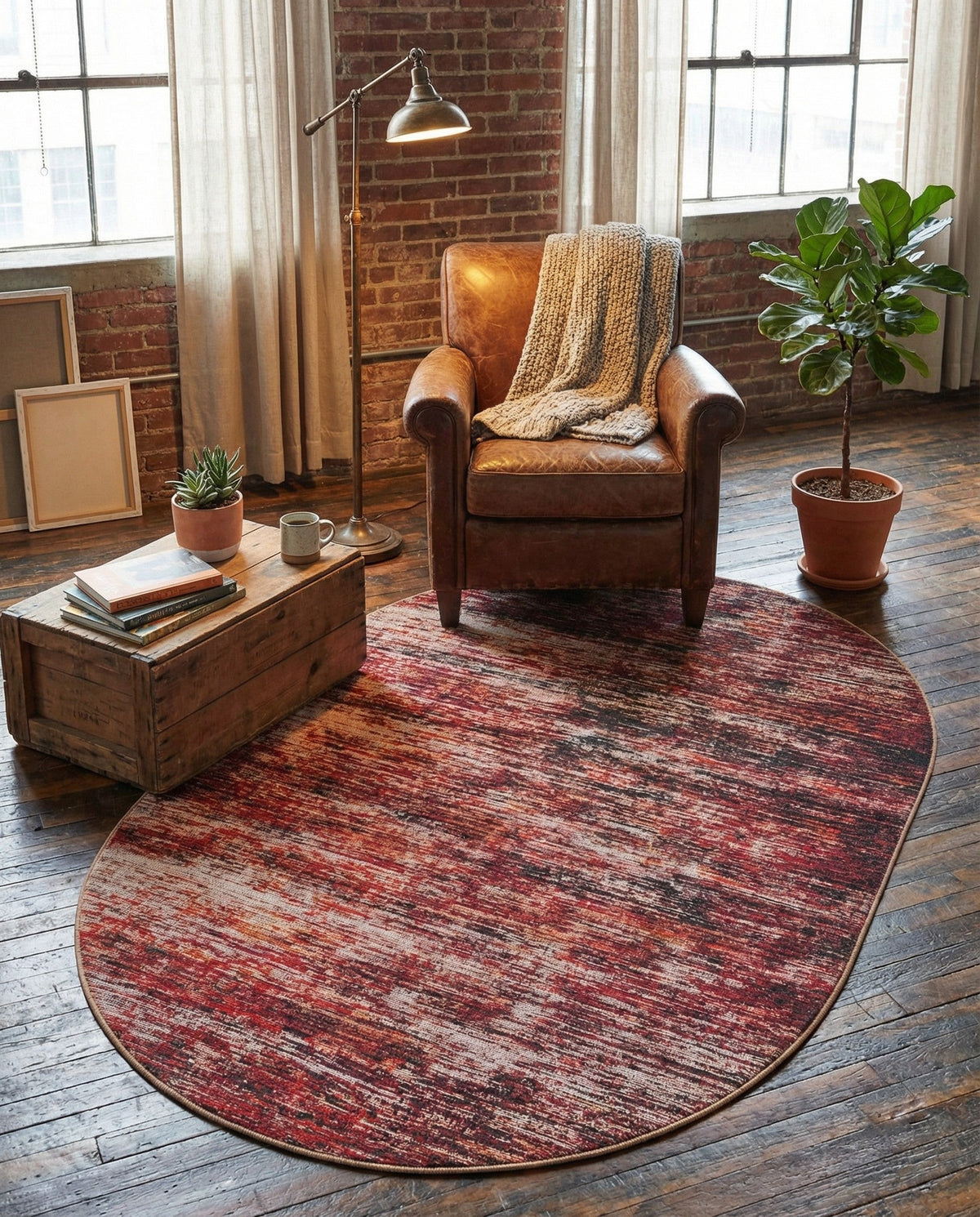 Sahara Essence Collection Area Rug - Oasis (Rust Red) Oval Rust Red  lifestyle 84