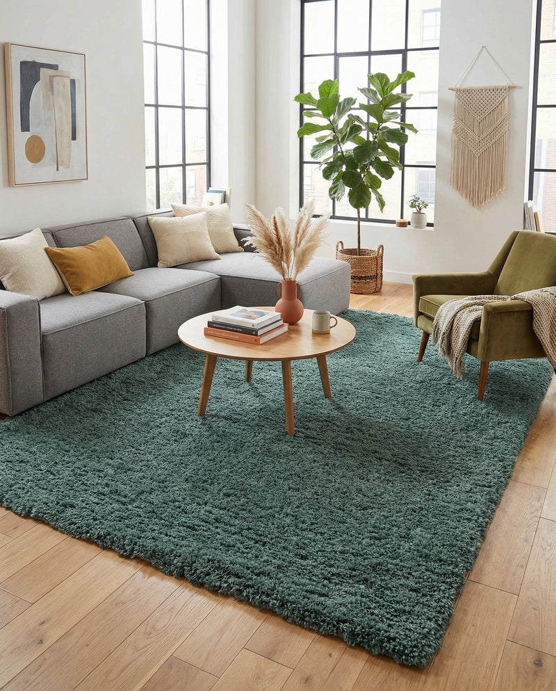 Eternal Plush Oasis Collection Area Rug -  Tranquility (Forest Green) Rectangle Forest Green  lifestyle 22