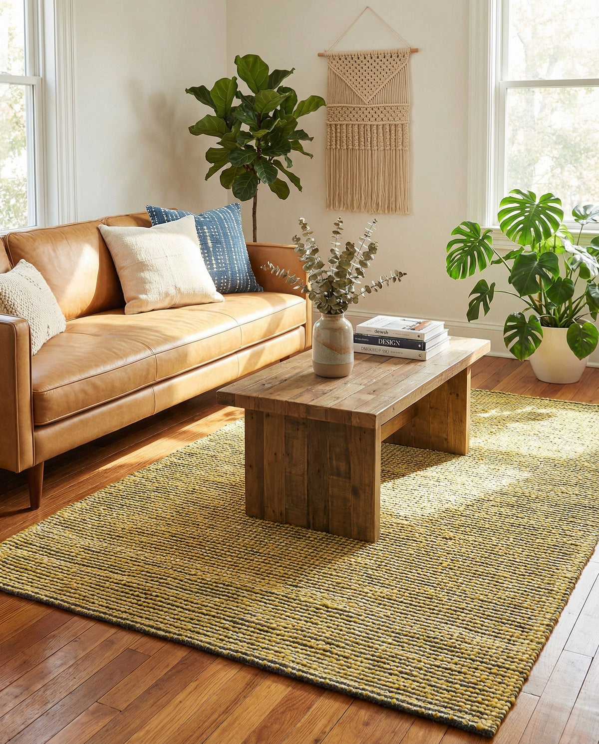 Coastal Haven Striped Jute Collection Area Rug - Marina Rectangle Yellow and Navy  lifestyle 36