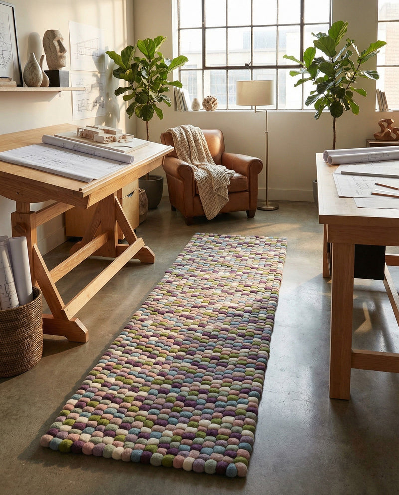 Woolen Sphere Collection Area Rug - Orbsburg (Pink and Purple) Runner Pink and Purple  lifestyle 68