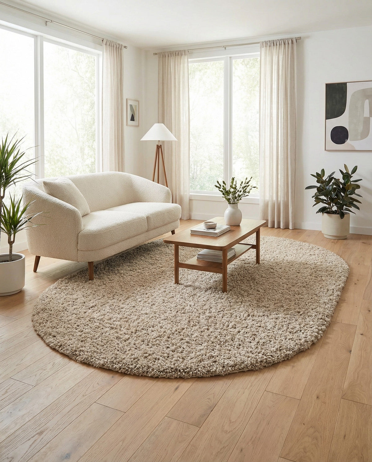 Alpine Plush Collection Area Rug -  Cortina (Linen) Oval Linen  lifestyle 93