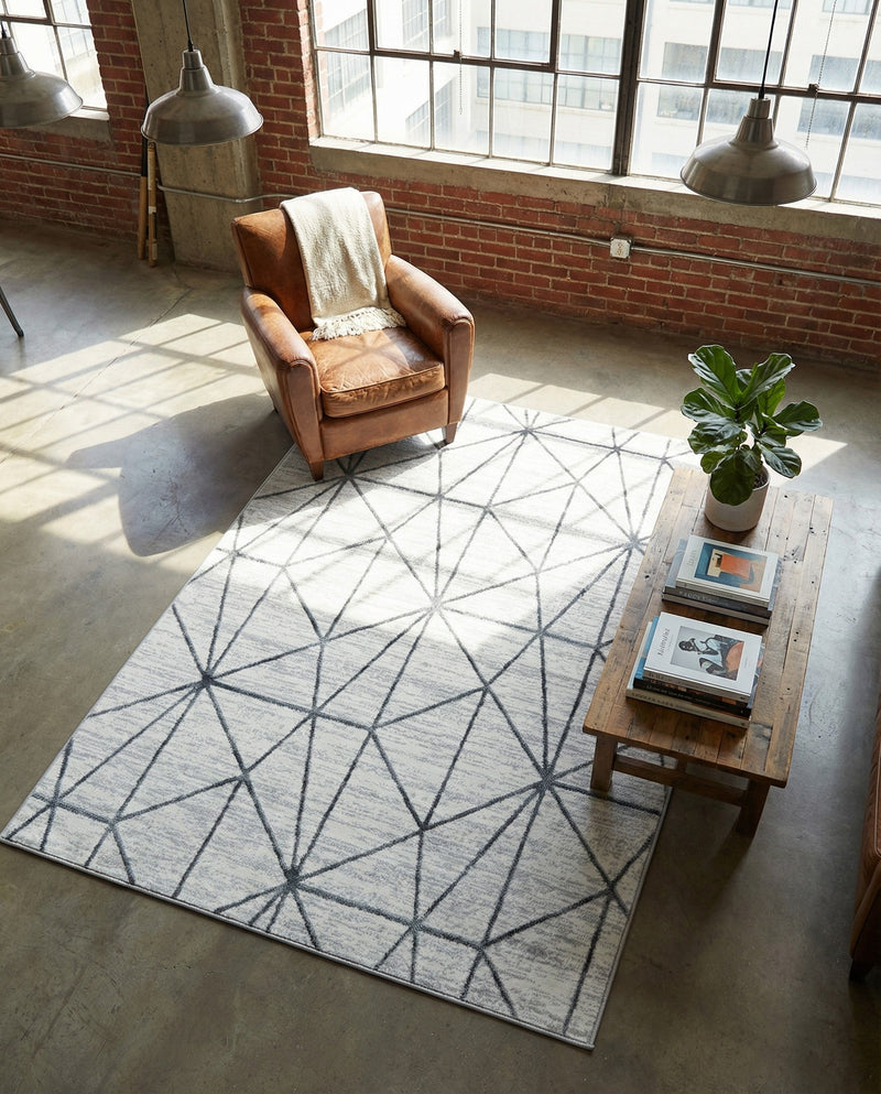 Garden Maze Retreat Collection Area Rug -  Arborlane Rectangle White  lifestyle 30