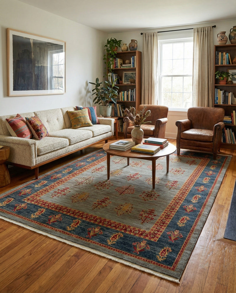 Zagros Oasis Collection Area Rug -  Dalahu Rectangle Light Blue  lifestyle 10