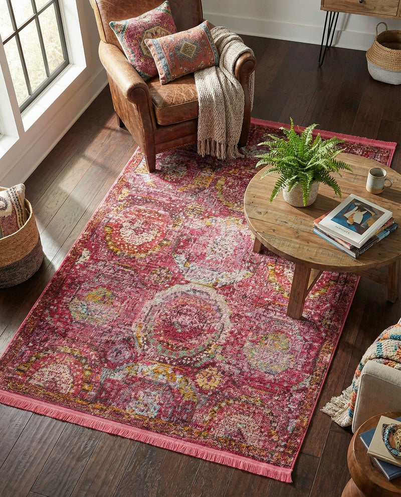 Caribbean Breeze Collection Area Rug -  Lucia Rectangle Pink  lifestyle 44
