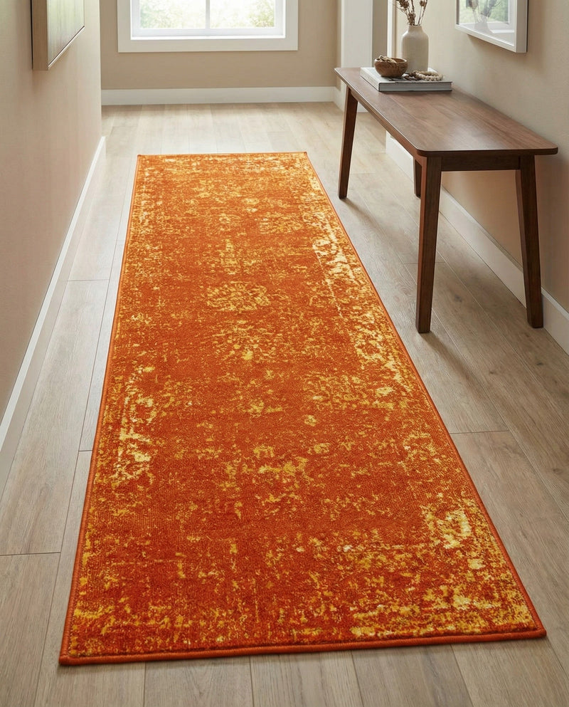 Riviera Elegance Collection Area Rug - Antibes (Orange) Runner Orange  lifestyle 65