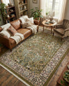 Persian Elegance Collection Area Rug -  Kerman (Green) Rectangle Green  lifestyle 13