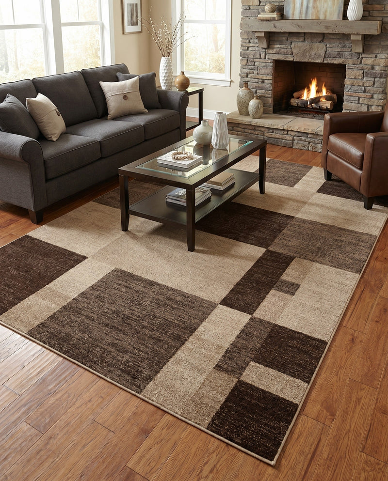 Autumn Meadow Collection Area Rug -  Sycamoreside (Light Brown) Rectangle Light Brown  lifestyle 12