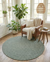 Highland Woven Jute Collection Area Rug - Glenmore (Green) Round Green  lifestyle 40
