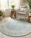 Adriana Terrace Collection Area Rug - Capri (Aqua) Round Aqua  lifestyle 53