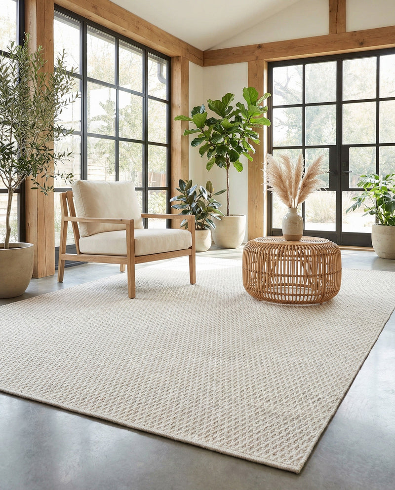 Trellis Wool Collection Area Rug - Cobbles Rectangle Ivory  lifestyle 23