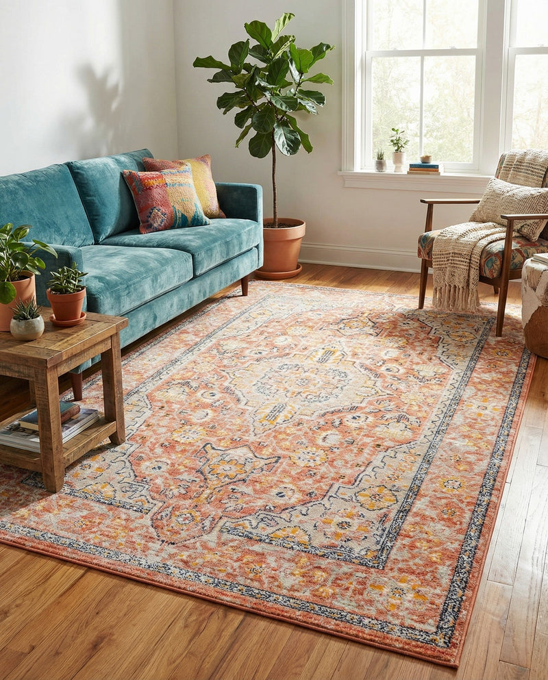 Seville Stripes Collection Area Rug - Cadiz (Brick Red) Rectangle Brick Red  lifestyle 10