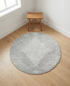 Seychelles Stripes Collection Area Rug - Mahe (Gray and Ivory) Round Gray and Ivory  lifestyle 53