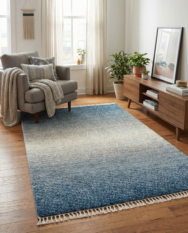 Cozy Cove Shag Collection Area Rug -  Lagoon Rectangle Blue  lifestyle 21
